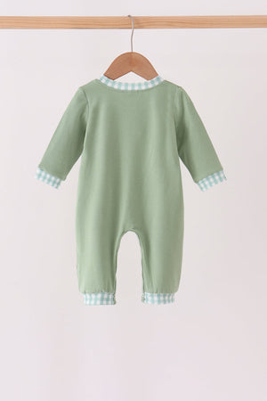 Sage Christmas Embroidery Romper