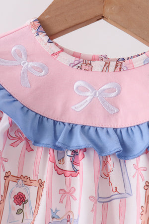 Pink Character Bow Embroidery Bubble