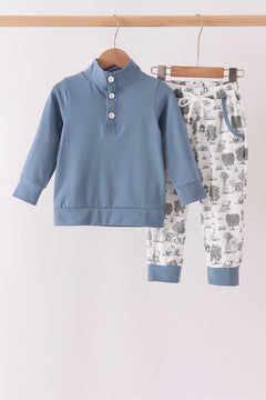 Blue Farm Pants Set