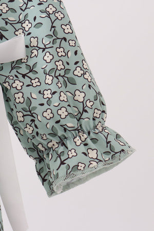 Green Farm Floral Embroidery Ruffle Bubble