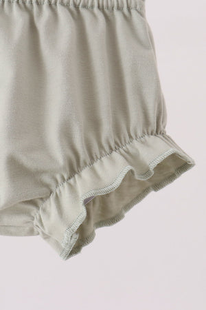 Green Farm Floral Embroidery Ruffle Bloomer Set