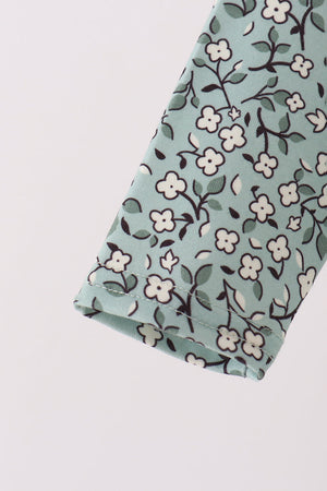 Green Farm Floral Embroidery Ruffle Romper