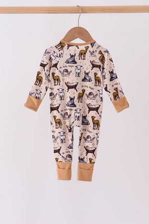 Oh Holy Night Ruffle Zip Bamboo Romper