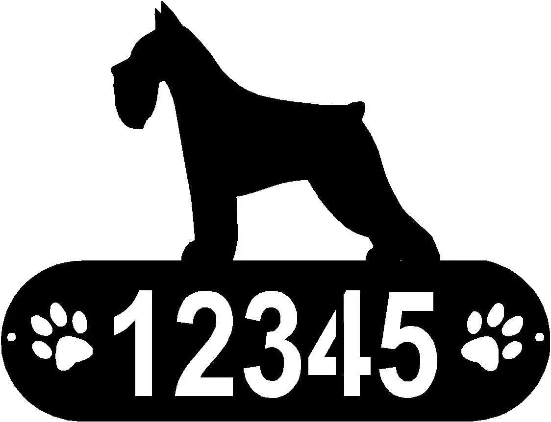 Miniature Schnauzer PAWS House Address Sign or Name Plaque