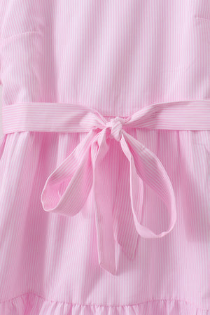 Pink stripe tiered maxi dress