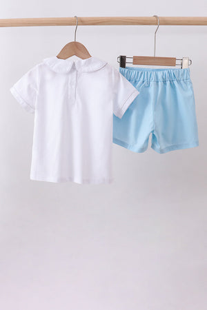 Peter pan collar shorts set