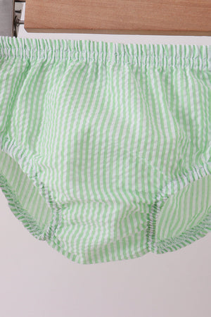Red stripe watermelon embroidery seersucker bloomer set