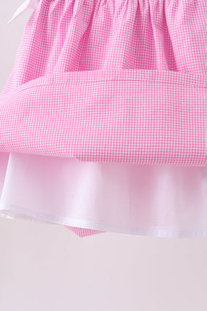 Pink bow gingham ruffle dress