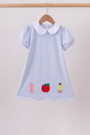 Blue School Applique Dress