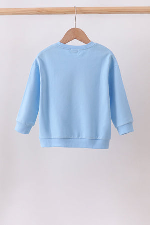 Blue Floral Bow Embroidery Top