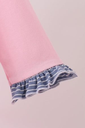 Pink turkey applique ruffle dress