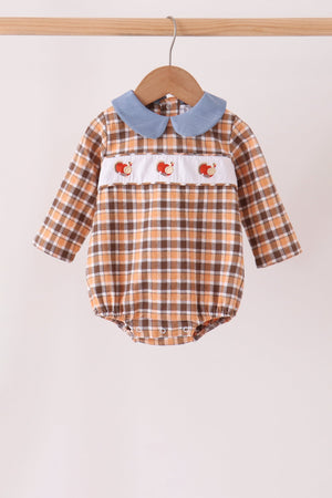 Blue turkey embroidery plaid bubble