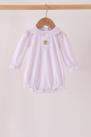 Pink dot turkey embroidery ruffle bubble