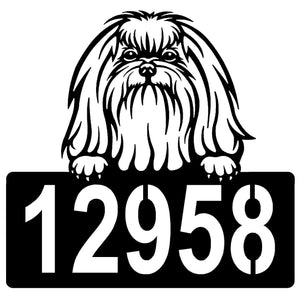 Maltese Address Sign - Detailed Dog Design with Custom House Numbers