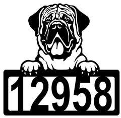 Mastiff Address Sign - Detailed Dog Design with Custom House Numbers