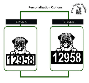 Mastiff Address Sign - Detailed Dog Design with Custom House Numbers
