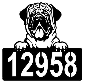 Mastiff Address Sign - Detailed Dog Design with Custom House Numbers