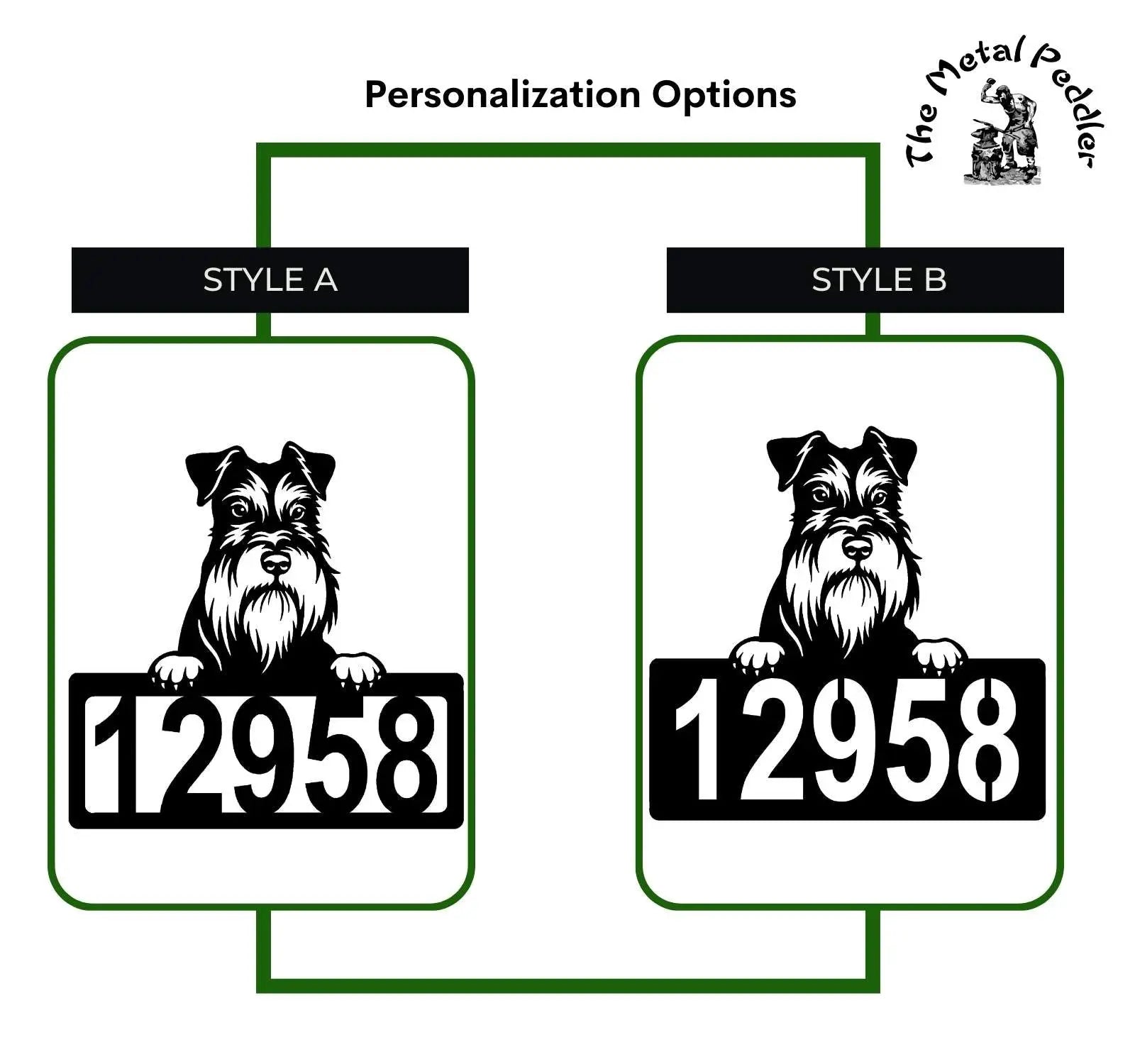 Miniature Schnauzer #2 Address Sign - Detailed Dog Design with Custom House Numbers