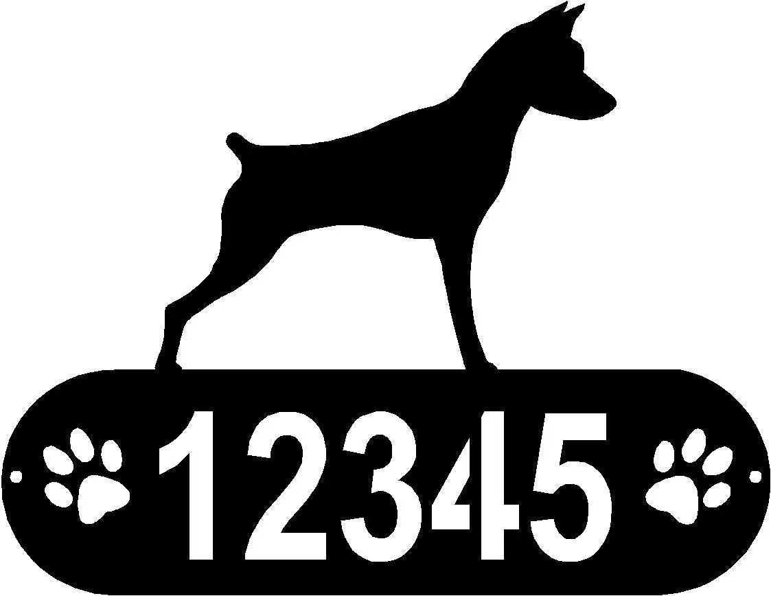 Miniature Pinscher PAWS House Address Sign or Name Plaque