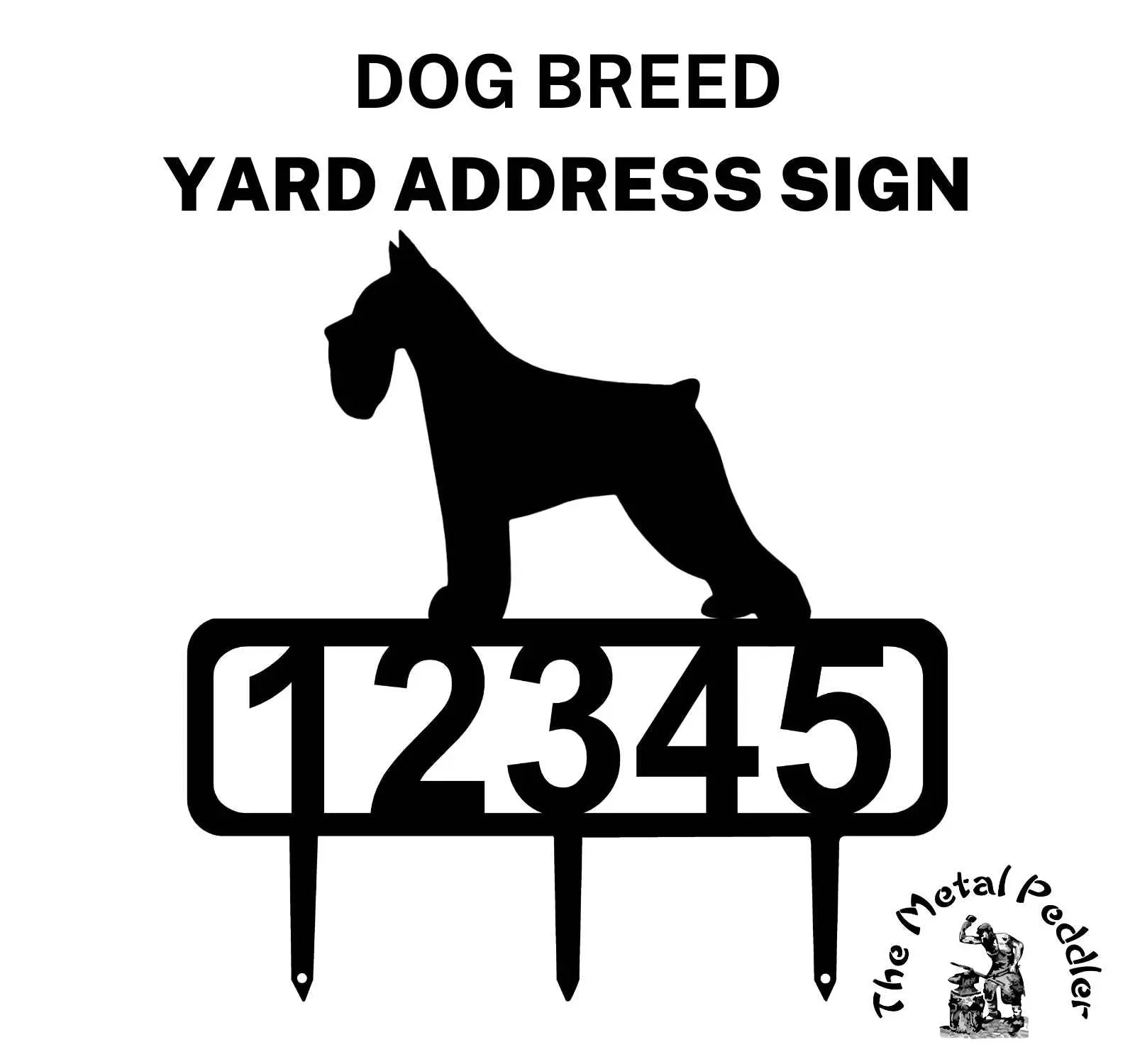Miniature Schnauzer Yard Address Sign with Stakes