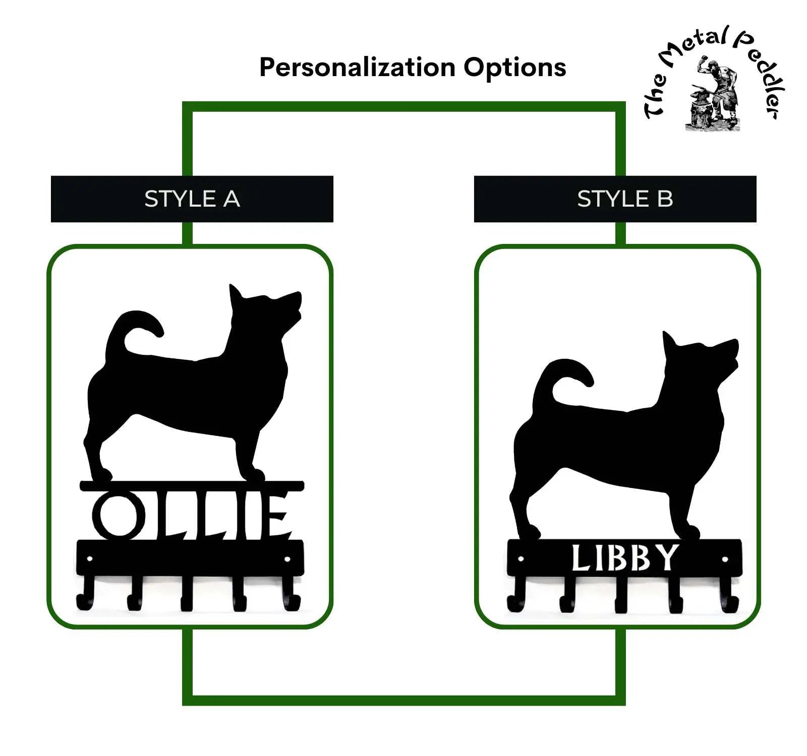 Lancashire Heeler Dog Key Holder and Leash Hanger Personalized Options - 5 Hooks