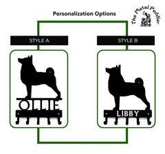 Norwegian Buhund Personalized Key Hanger and Leash Holder - 5 Hooks