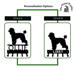 Poodle Dog Personalized Key and Leash Holder - 5 Hooks