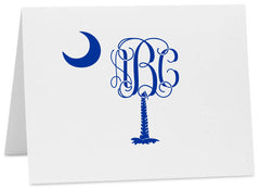 Palmetto Moon Monogram South Carolina Logo Note Cards with Envelopes (Available in Multiple Colors) (CC-10413)
