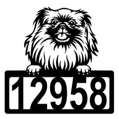 Pekingese Address Sign - Detailed Dog Design with Custom House Numbers