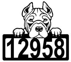 Pit Bull Terrier Address Sign - Detailed Dog Design with Custom House Numbers