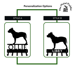 Pit Bull Terrier Personalized Key Holder and Leash Hanger - 5 Hooks