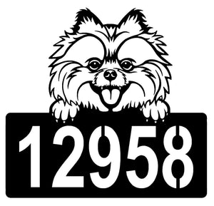Pomeranian Address Sign - Detailed Dog Design with Custom House Numbers