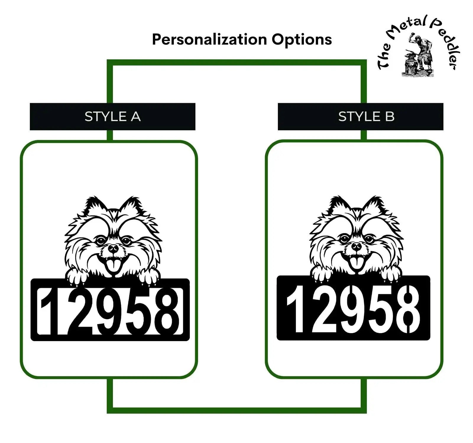 Pomeranian Address Sign - Detailed Dog Design with Custom House Numbers