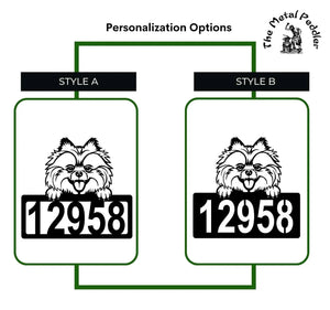 Pomeranian Address Sign - Detailed Dog Design with Custom House Numbers