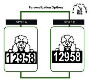 Poodle Address Sign - Detailed Dog Design with Custom House Numbers