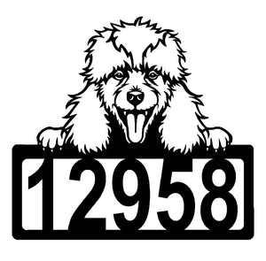Poodle Address Sign - Detailed Dog Design with Custom House Numbers
