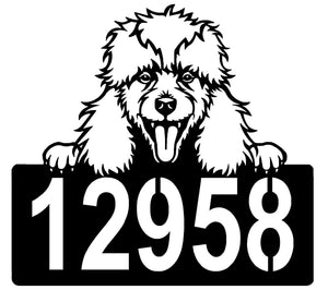 Poodle Address Sign - Detailed Dog Design with Custom House Numbers