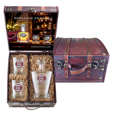 University of South Carolina Gamecocks Royal Decanter and 2 Glasses with Chest Box