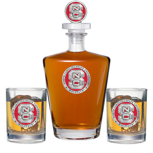 North Carolina State University Royal Decanter with 3D Top & 2 Glasses