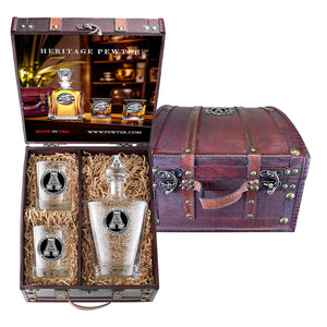 Appalachian State University Royal Decanter with 3D Top and 2 Glasses w/ Chest Box