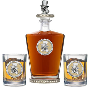 Wake Forest University Royal Decanter w/ 3D Top-Diamond Accents & 2 Glasses