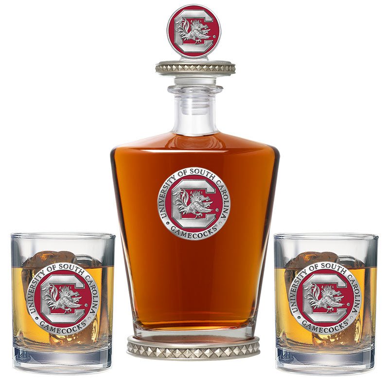 University of South Carolina Royal Decanter w/ 3D Top-Diamond Accents & 2 Glasses