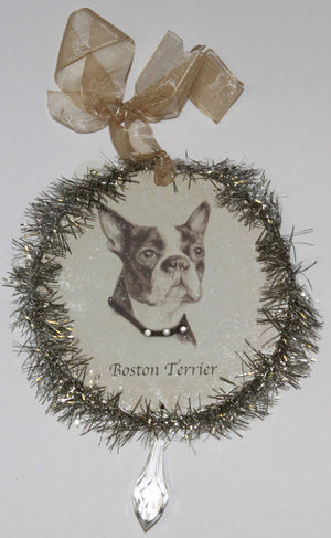 Rudolph & Me Dog Christmas Ornament - Boston Terrier (GW15) - Front