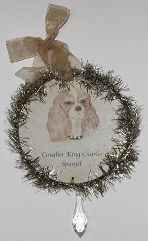 Rudolph & Me Dog Christmas Ornament - Cavalier King Charles Spaniel (GW17) - Front