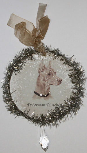Rudolph & Me Dog Christmas Ornament - Doberman Pinscher (GW25) - Front