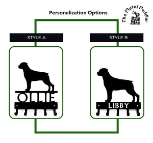 Rottweiler Personalized Key and Dog Leash Holder - 5 Hooks