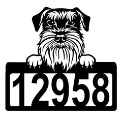 Schnauzer Address Sign - Detailed Dog Design with Custom House Numbers