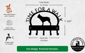 French Bulldog TIME FOR A WALK Dog Key Rack & Leash Holder