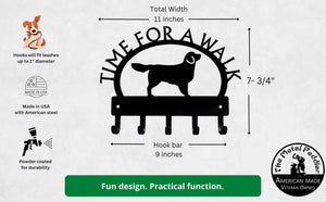 Golden Retriever TIME FOR A WALK Dog Key Rack & Leash Holder