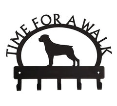 Rottweiler TIME FOR A WALK Dog Key Rack & Leash Holder